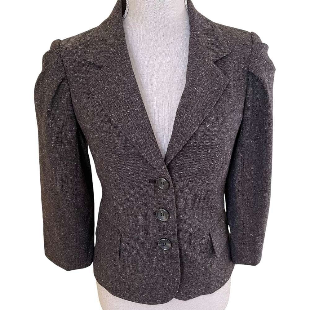 The Limited Brown/Charcoal Herringbone 3 Button Blazer XS